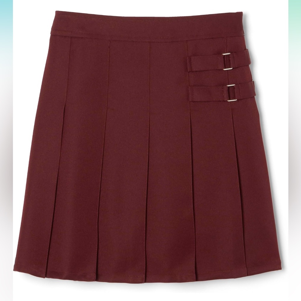 NWOT Girls French Toast Burgundy Pleated Two Tab Skort Uniform Size 16.5